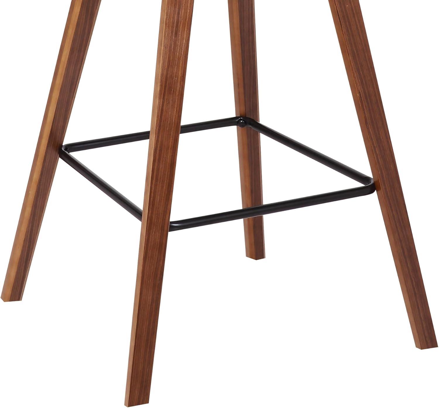 image:imageArmen Living Fox Modern Counter Height Bar Stool with White Upholstered Seat and Patterned Oak Wood FrameCream Faux LeatherWalnut