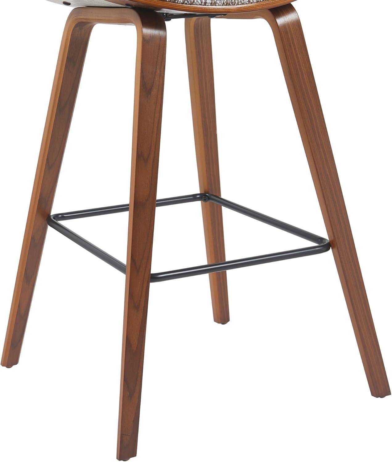 image:imageArmen Living Fox Modern Counter Height Bar Stool with White Upholstered Seat and Patterned Oak Wood FrameSpeckled Brown FabricWalnut