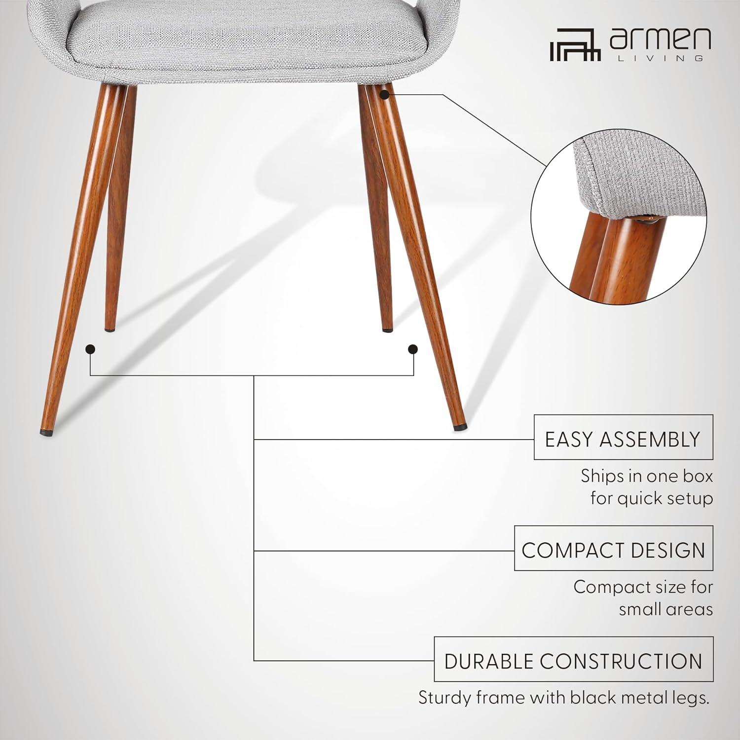 image:imageArmen Living Panda MidCentury Upholstered Dining Chair in Walnut Finish with Light Blue Fabric SeatGray FabricWalnut