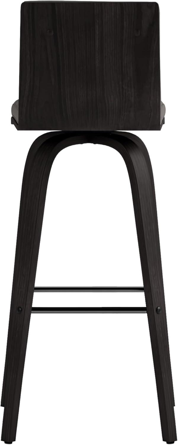 image:imageArmen Living Vienna Modern Swivel 30 Bar Height Barstool with Vintage Blue Faux Leather and Walnut Wood FinishGray Faux LeatherBlack