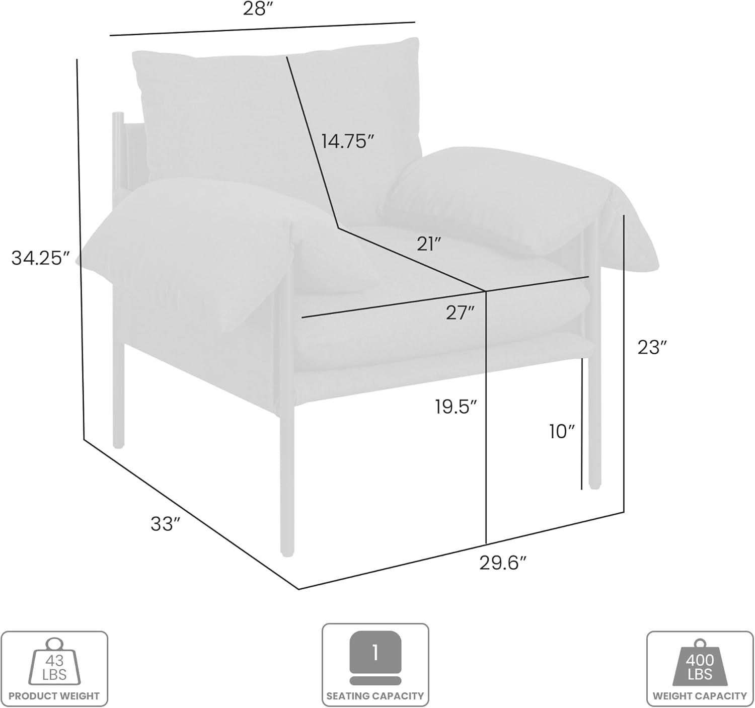 image:imageArmen living Bloom Accent Chair in Brown Fabric with Black FinishSoft Oat