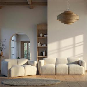 Sierra Modern 83 in. Ivory Boucle Handcrafted Contemporary Sofa for Living Room or Couch for Family Room with Rounded Arms(2-Piece Set)