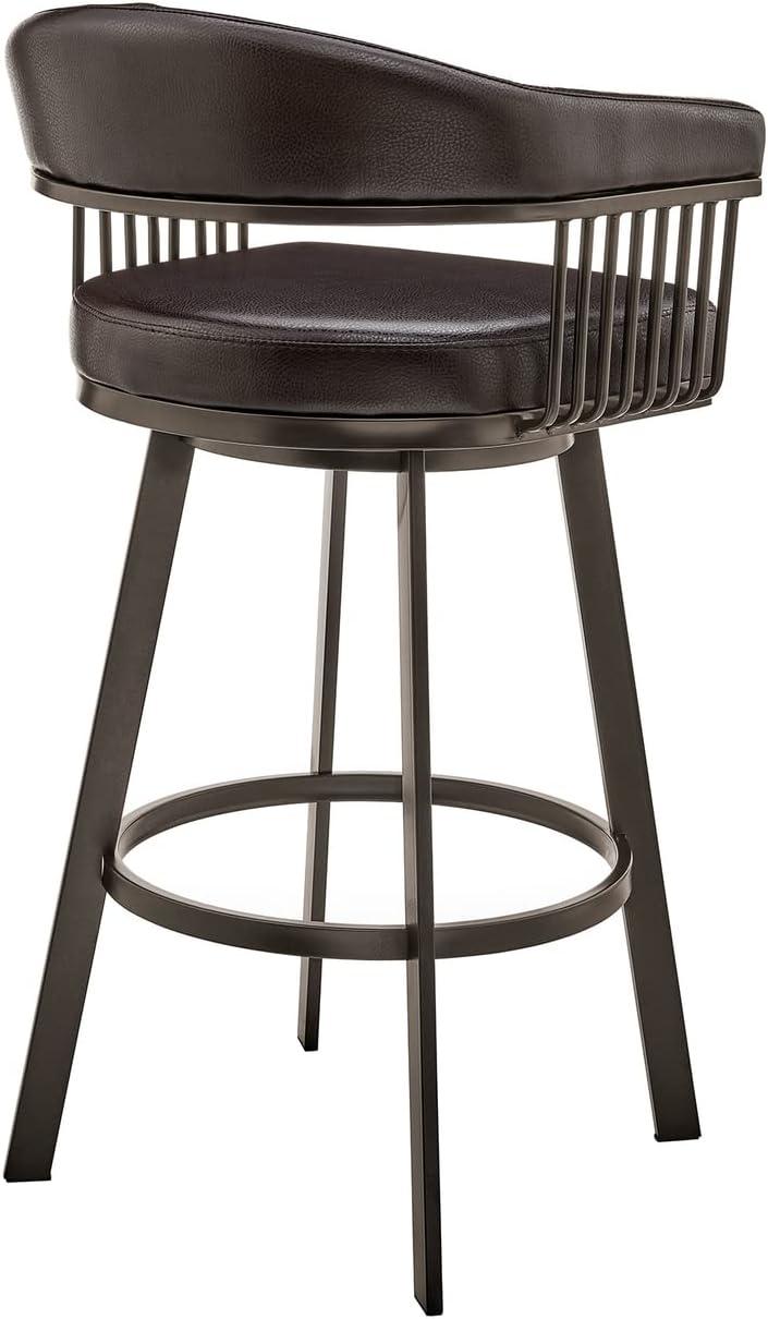 image:imageArmen Living Bronson 25 Gray Faux Leather and Brushed Stainless Steel Swivel Bar StoolChocolateJava