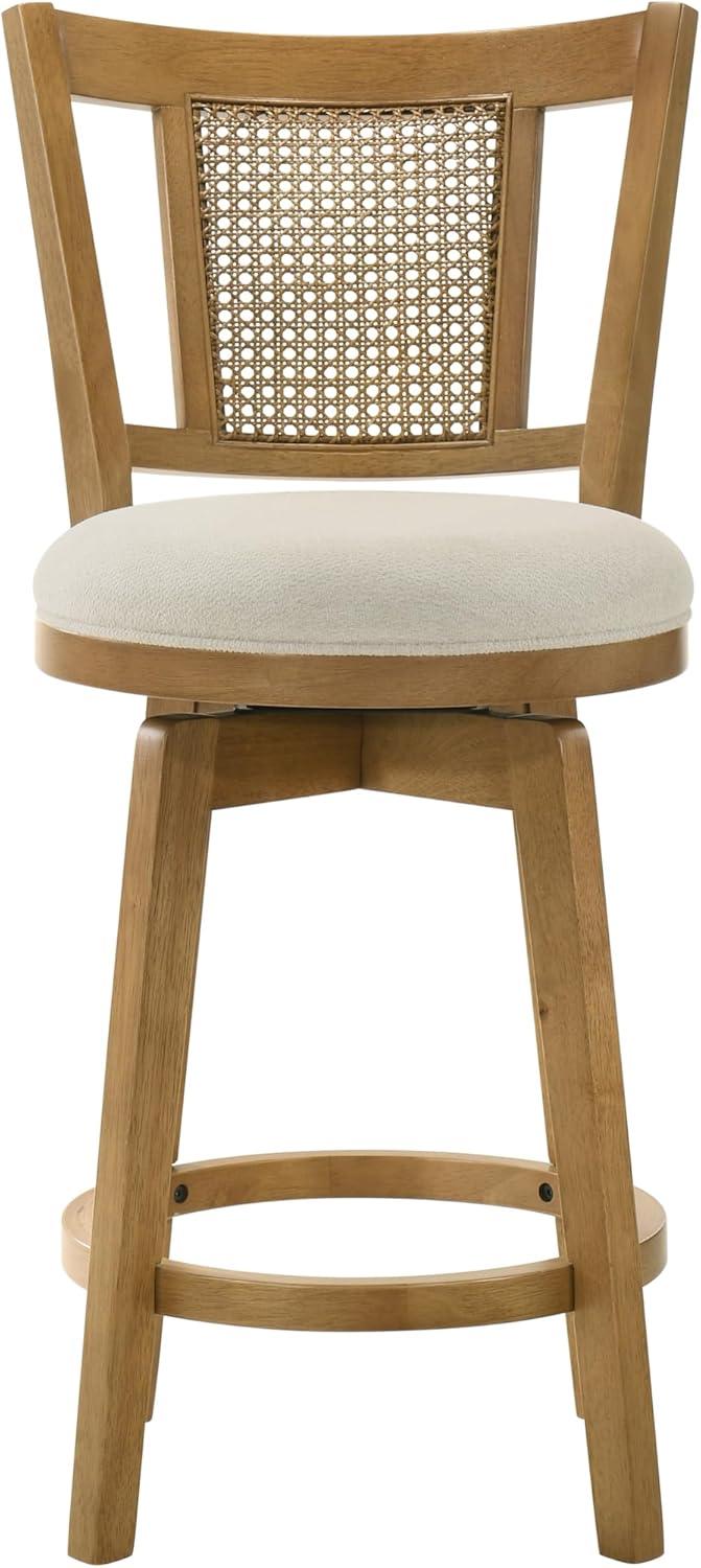 image:imageArmen Living Isla 26 in Amber Glow Counter Height Rubberwood Swivel Barstool with Ivory Fabric SeatBeige