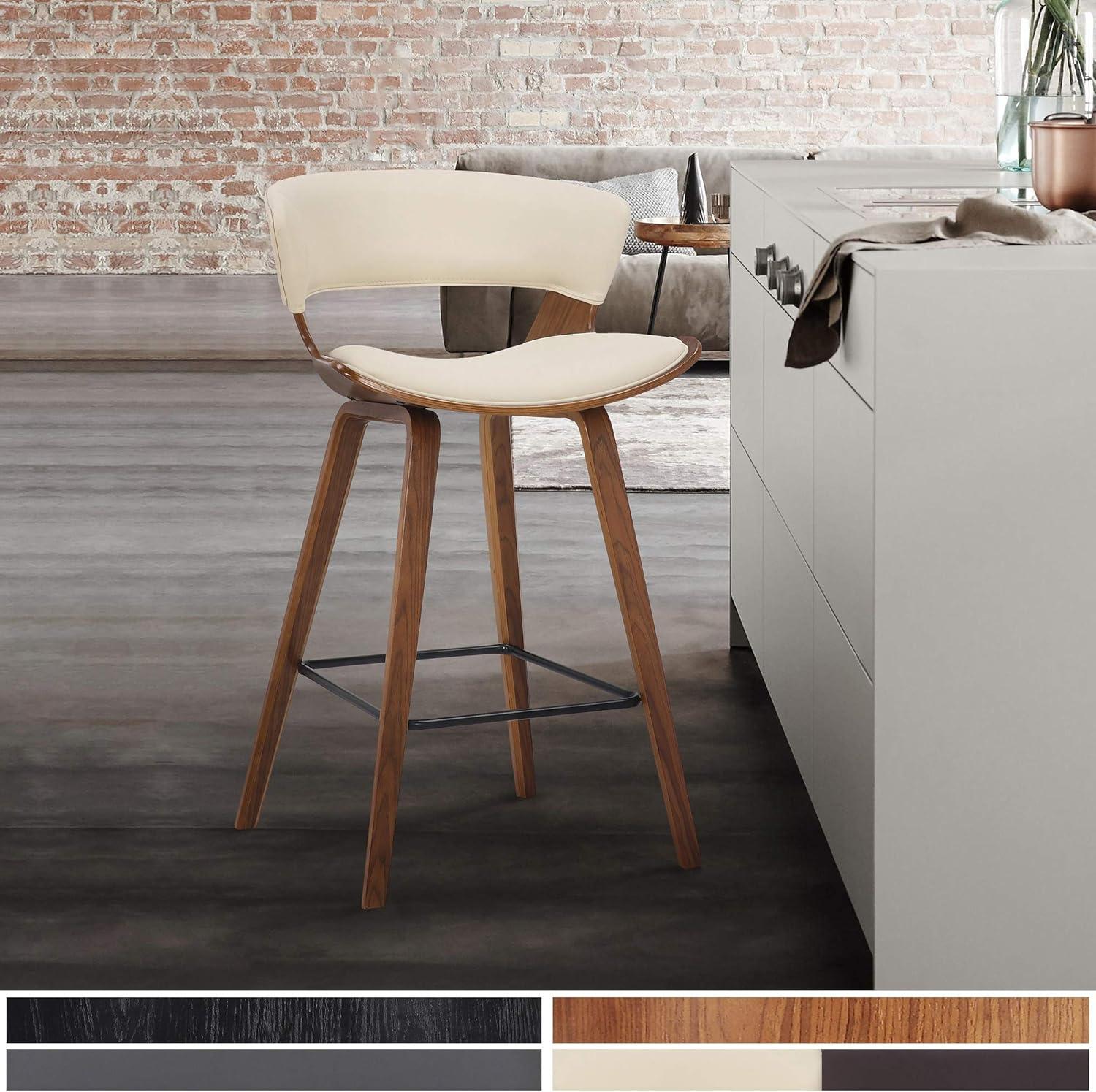 image:imageArmen Living Jagger Modern 26 Counter Height Barstool with Cream Faux Leather and Black Powder Coated FootrestCream Faux Leather