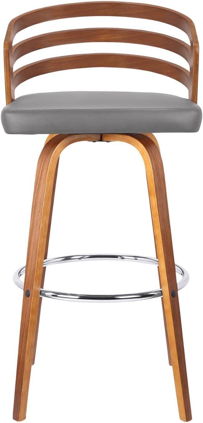 image:imageArmen Living Jayden Mid Century Modern Swivel Bar Stool for Kitchen Island Counter in Gray Faux Leather and Walnut Wood 30 Seat HeightGray and Walnut Wood