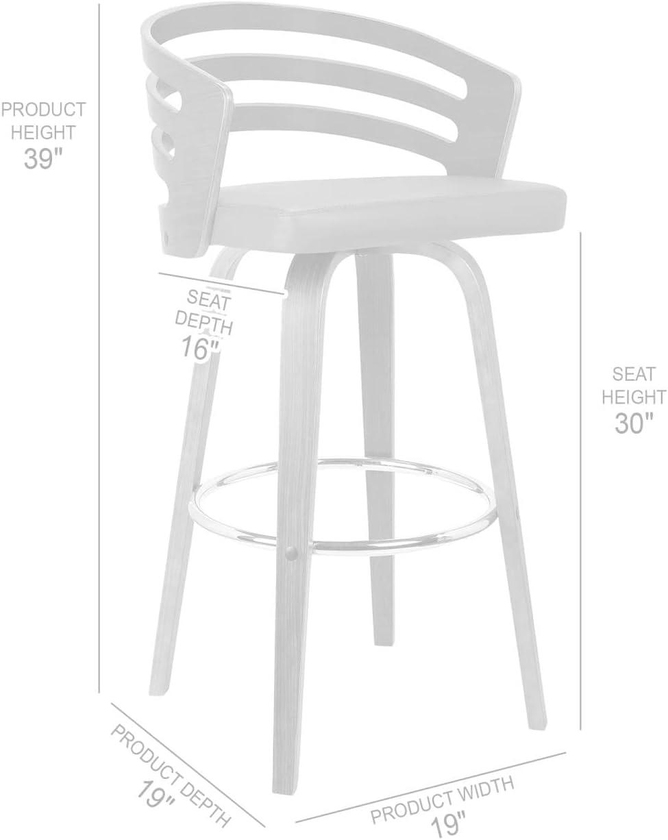 image:imageArmen Living Jayden Mid Century Modern Swivel Bar Stool for Kitchen Island Counter in Gray Faux Leather and Walnut Wood 30 Seat HeightGray and Walnut Wood