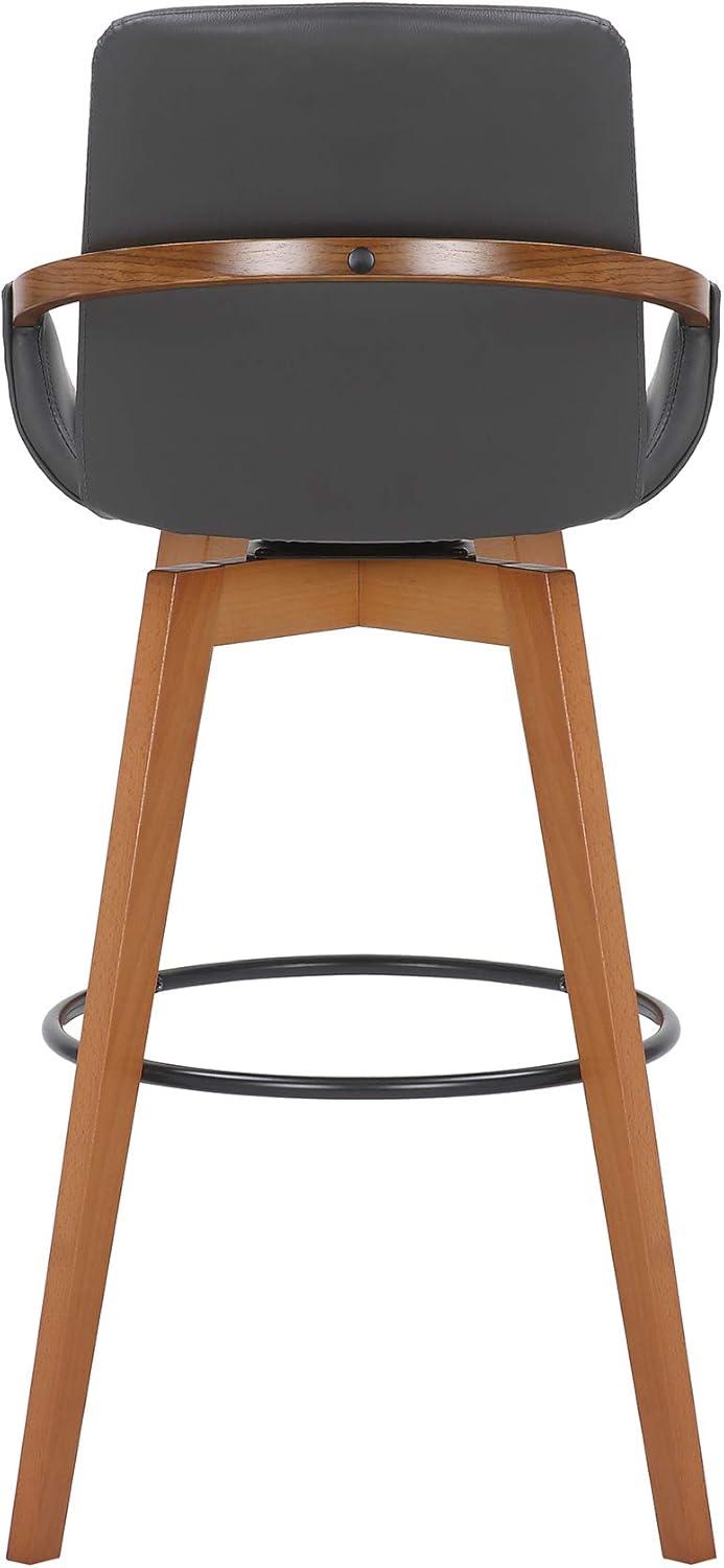image:imageArmen Living Jayden Mid Century Modern Swivel Bar Stool for Kitchen Island Counter in Gray Faux Leather and Walnut Wood 30 Seat HeightGray and Walnut Wood