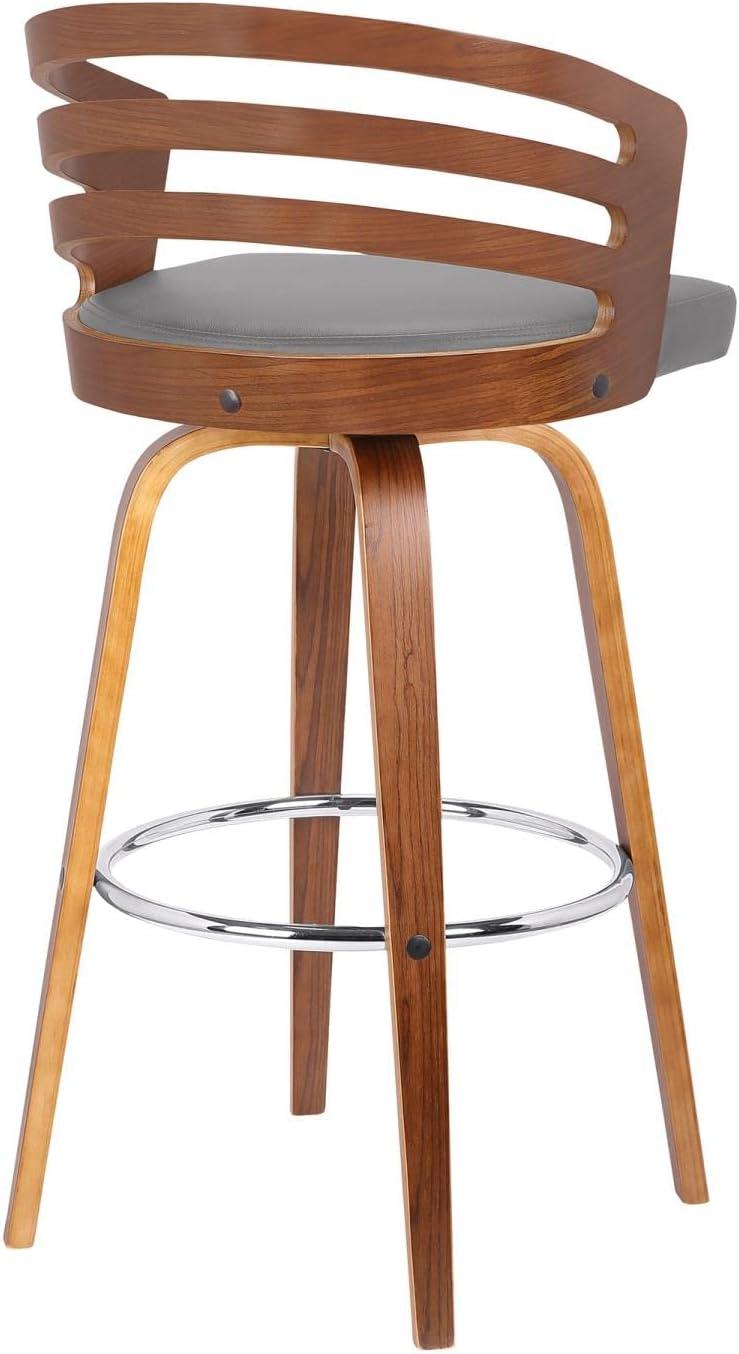 image:imageArmen Living Jayden Mid Century Modern Swivel Bar Stool for Kitchen Island Counter in Gray Faux Leather and Walnut Wood 30 Seat HeightGray and Walnut Wood