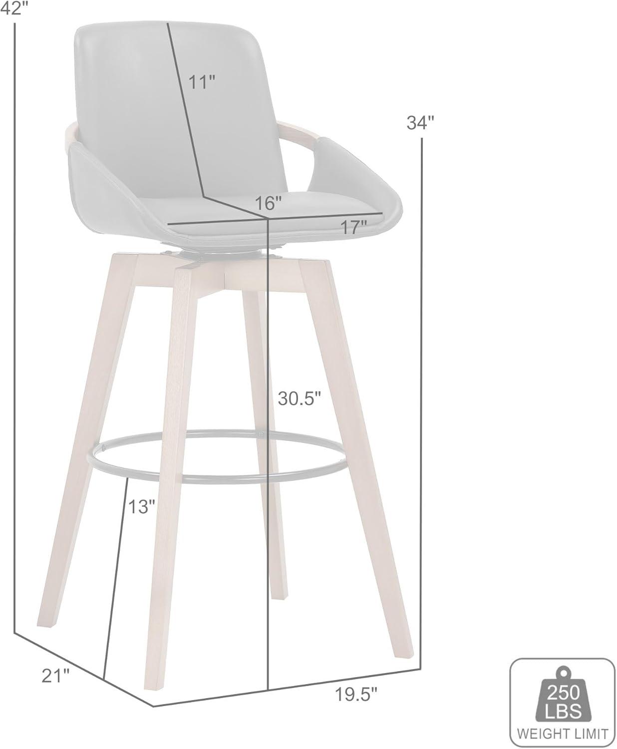 image:imageArmen Living Jayden Mid Century Modern Swivel Bar Stool for Kitchen Island Counter in Gray Faux Leather and Walnut Wood 30 Seat HeightGray and Walnut Wood