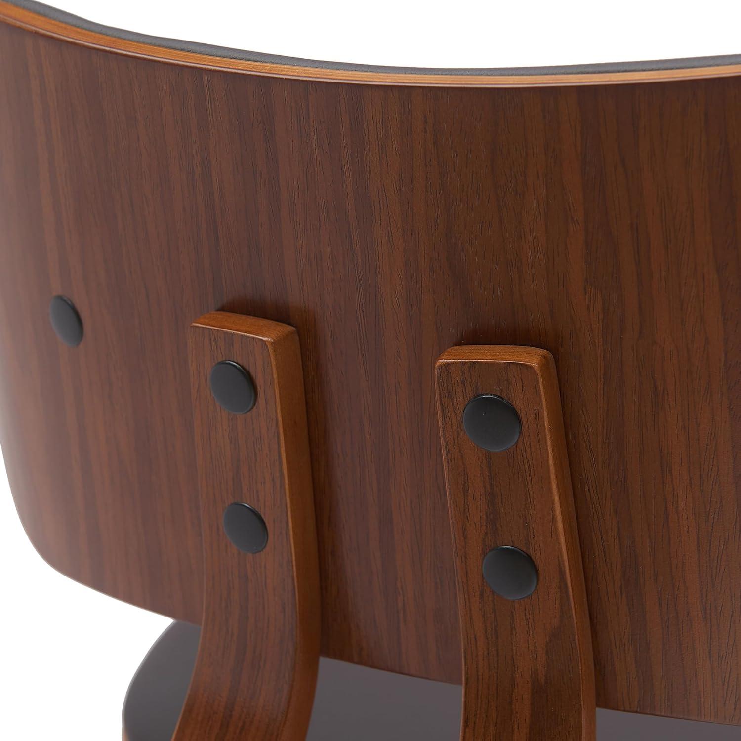 image:imageArmen Living Pico 30 Seat Height Mid Century Modern Swivel Walnut Wood Bar Stool for Kitchen Island Counter in Brown Faux Leather with ChromeBrown Faux Leather