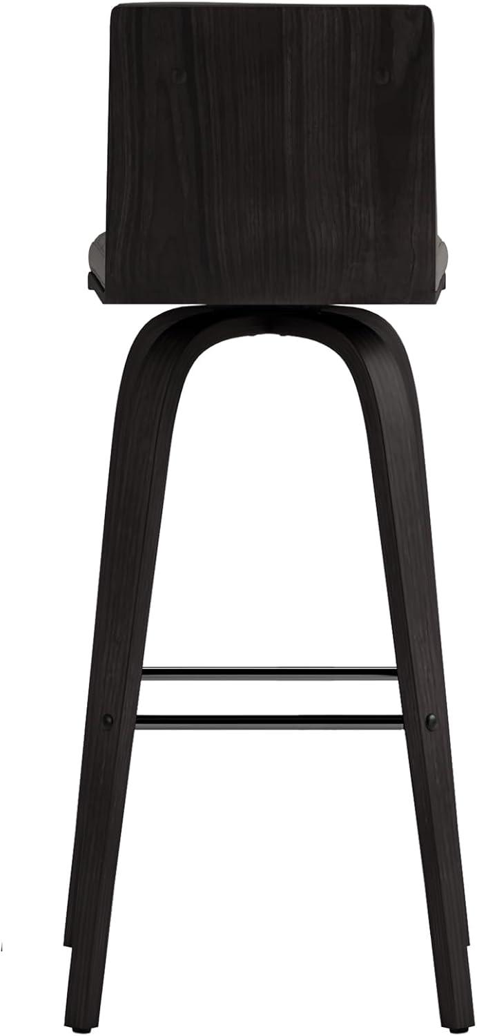 image:imageVienna 30 Swivel Bar Stool in Black Wood Finish with Gray Faux Leather Set of 2