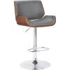 image:imageArmen Living London Modern Adjustable Height Swivel Gray Faux Leather and Walnut Wood Bar Stool with Chrome Base for Kitchen Island Counter