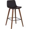 image:imageArmen Living Maddie Modern Contemporary 26 Seat Height Bar Stool for Kitchen Island Counter in Walnut Wood Finish and Brown Faux Leather