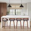 image:imageArmen Living Sonia 26 Counter Height Swivel Gray Faux Leather and Walnut Wood Bar Stool  Set of 4