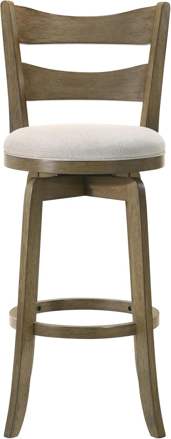 image:imageArmen Living Blair 26 in Putty Brown Counter Height Rubberwood Swivel Barstool with Cream Fabric SeatCream