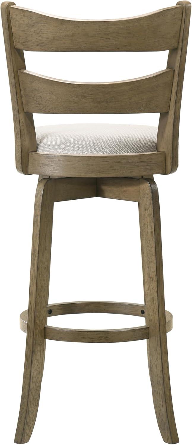 image:imageArmen Living Blair 26 in Putty Brown Counter Height Rubberwood Swivel Barstool with Cream Fabric SeatCream