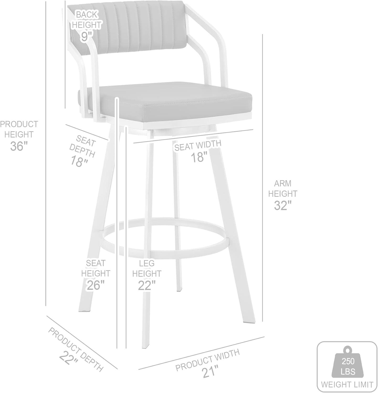 image:imageArmen Living Lorin Modern 26 Seat Height Gray Faux Leather and Brushed Stainless Steel Metal Swivel Bar Stool for Kitchen Island CounterScranton