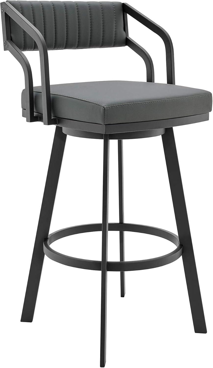 image:imageArmen Living Lorin Modern 26 Seat Height Gray Faux Leather and Brushed Stainless Steel Metal Swivel Bar Stool for Kitchen Island CounterScranton