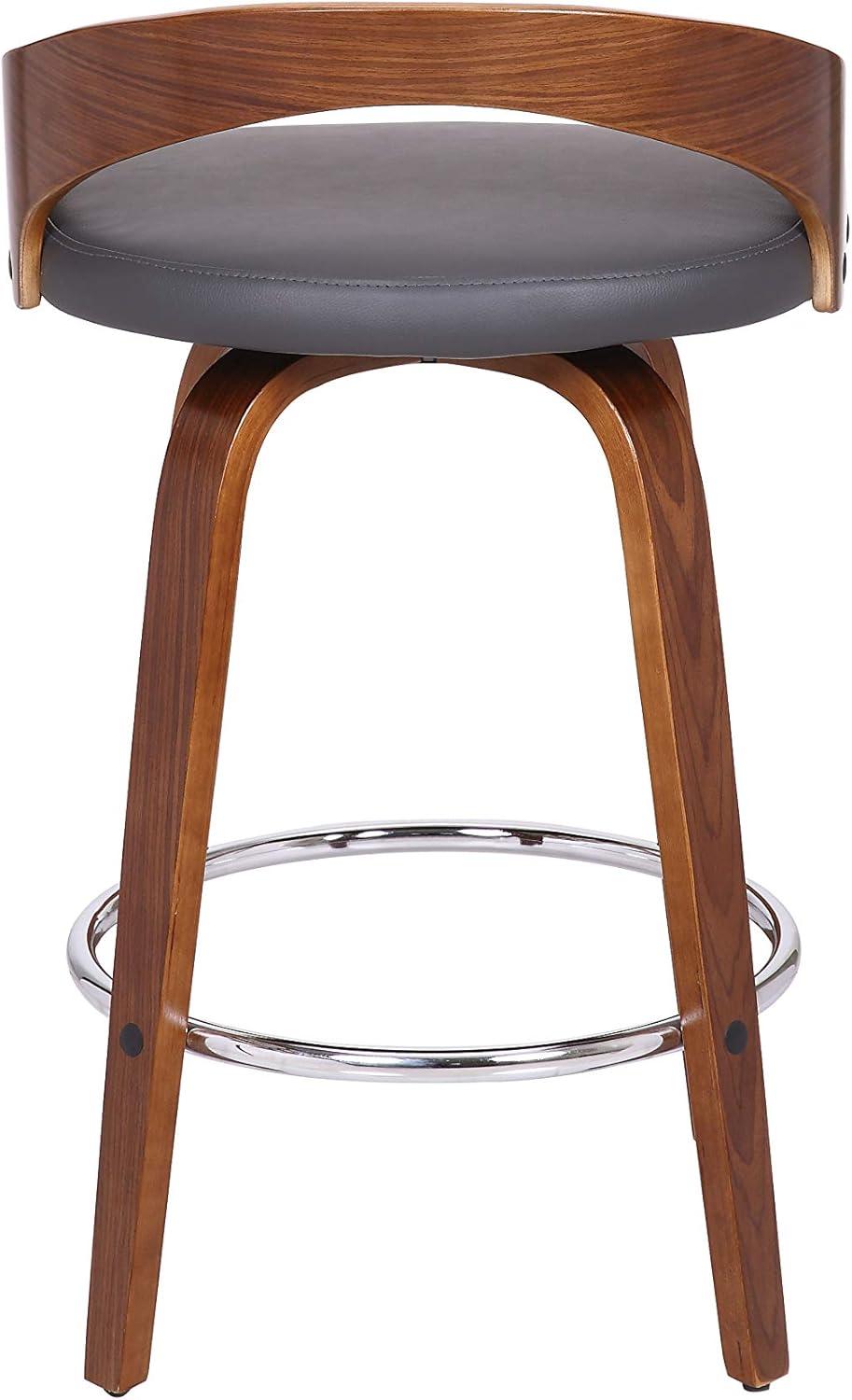 image:imageArmen Living Sonia 26 Counter Height Swivel Gray Faux Leather and Walnut Wood Bar Stool Set of 3
