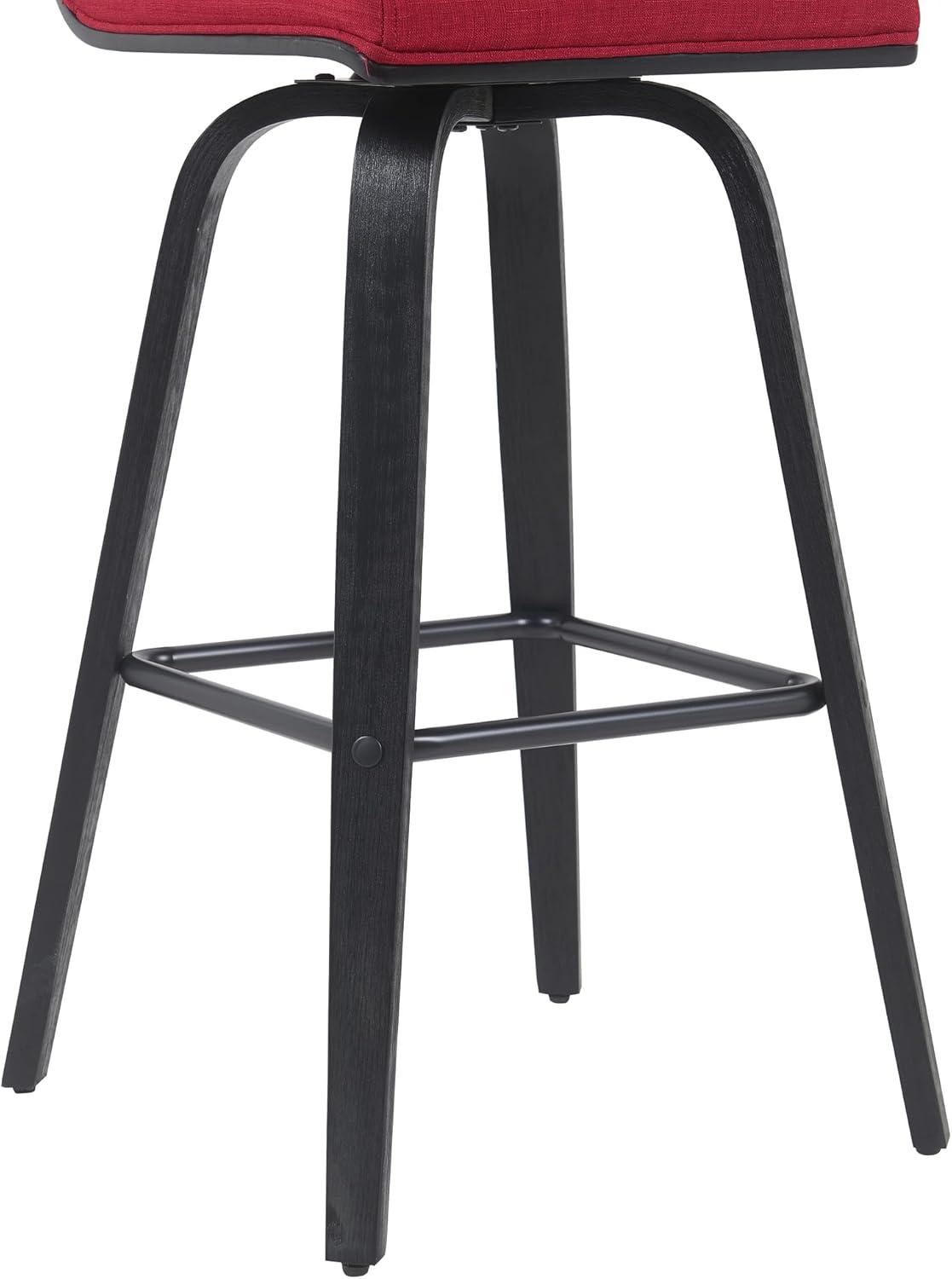 image:imageArmen Living Vienna Modern Swivel 30 Bar Height Barstool with Vintage Black Faux Leather and Walnut Wood FinishRed FabricBlack