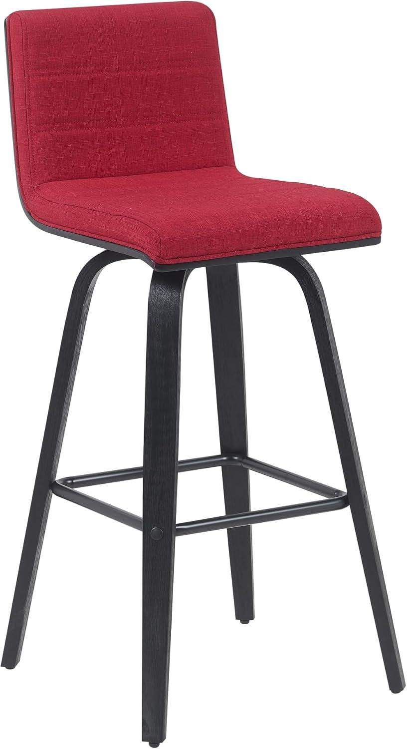 image:imageArmen Living Vienna Modern Swivel 30 Bar Height Barstool with Vintage Black Faux Leather and Walnut Wood FinishRed FabricBlack