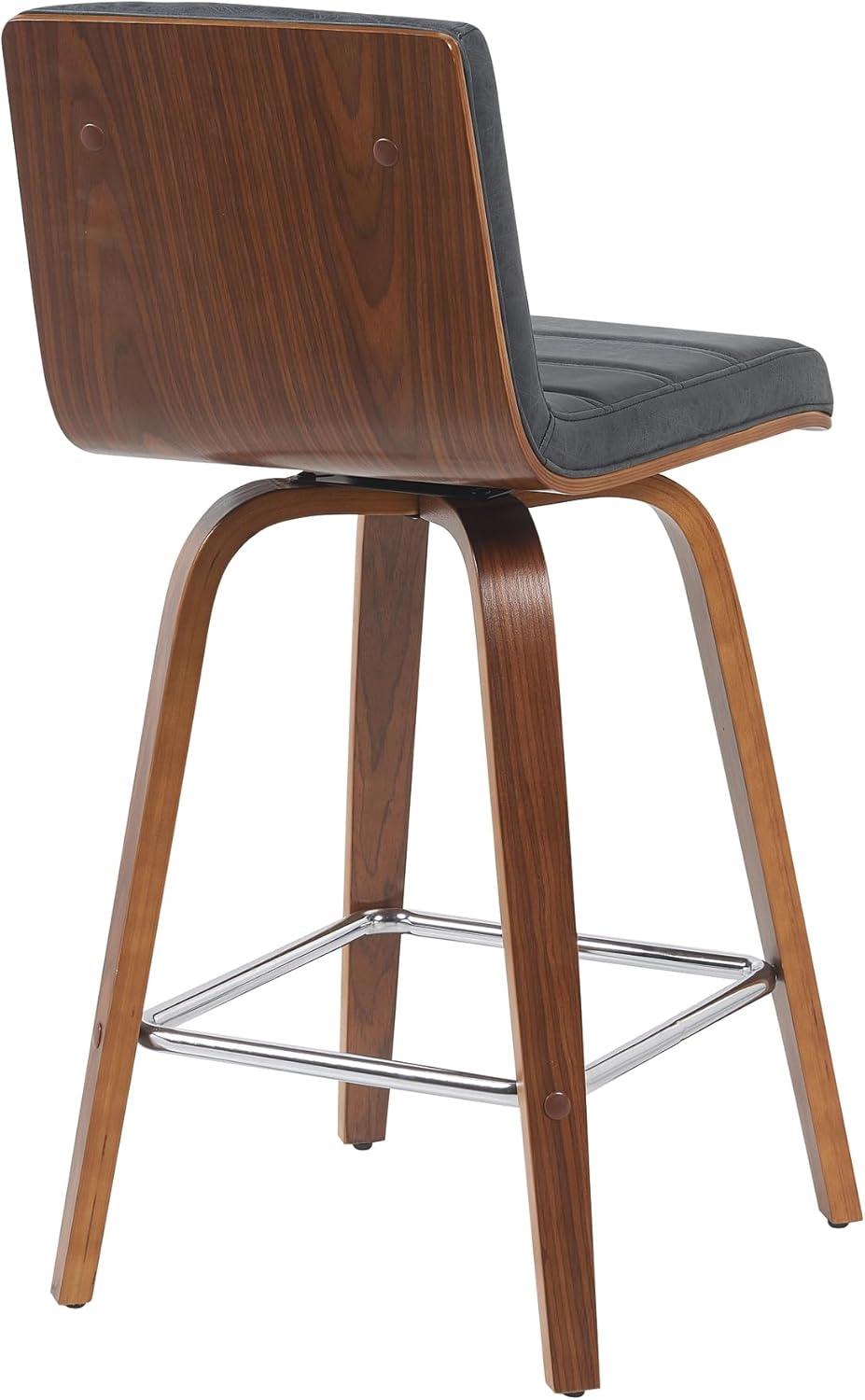 image:imageArmen Living Vienna Modern Swivel 30 Bar Height Barstool with Vintage Black Faux Leather and Walnut Wood FinishVintage Black Faux LeatherWalnut