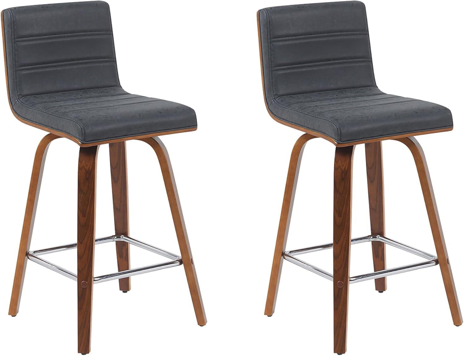 image:imageArmen Living Vienna Modern Swivel 30 Bar Height Barstool with Vintage Black Faux Leather and Walnut Wood FinishVintage Black Faux LeatherWalnut