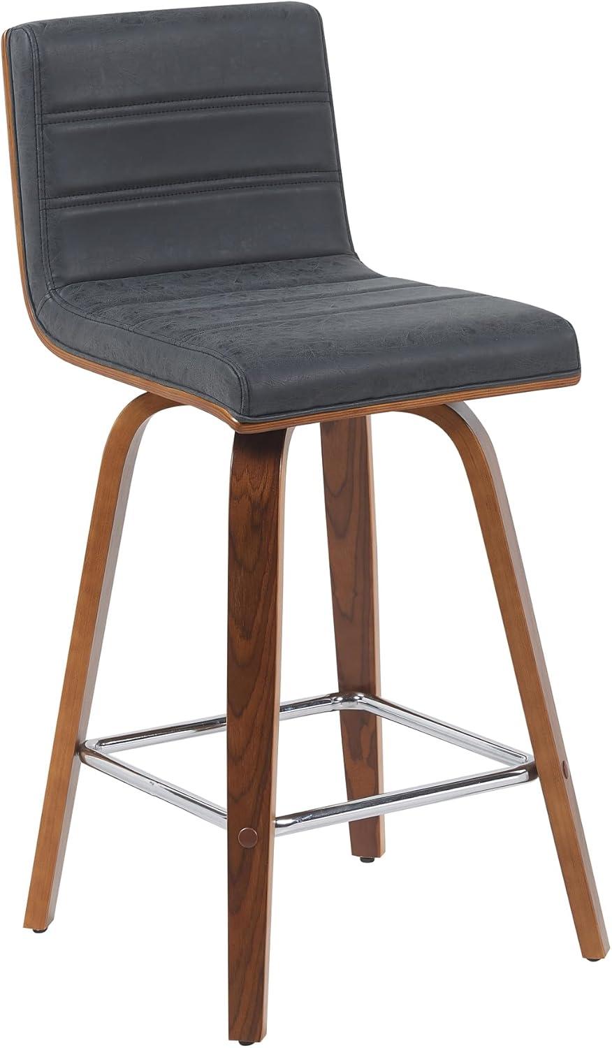 image:imageArmen Living Vienna Modern Swivel 30 Bar Height Barstool with Vintage Black Faux Leather and Walnut Wood FinishVintage Black Faux LeatherWalnut