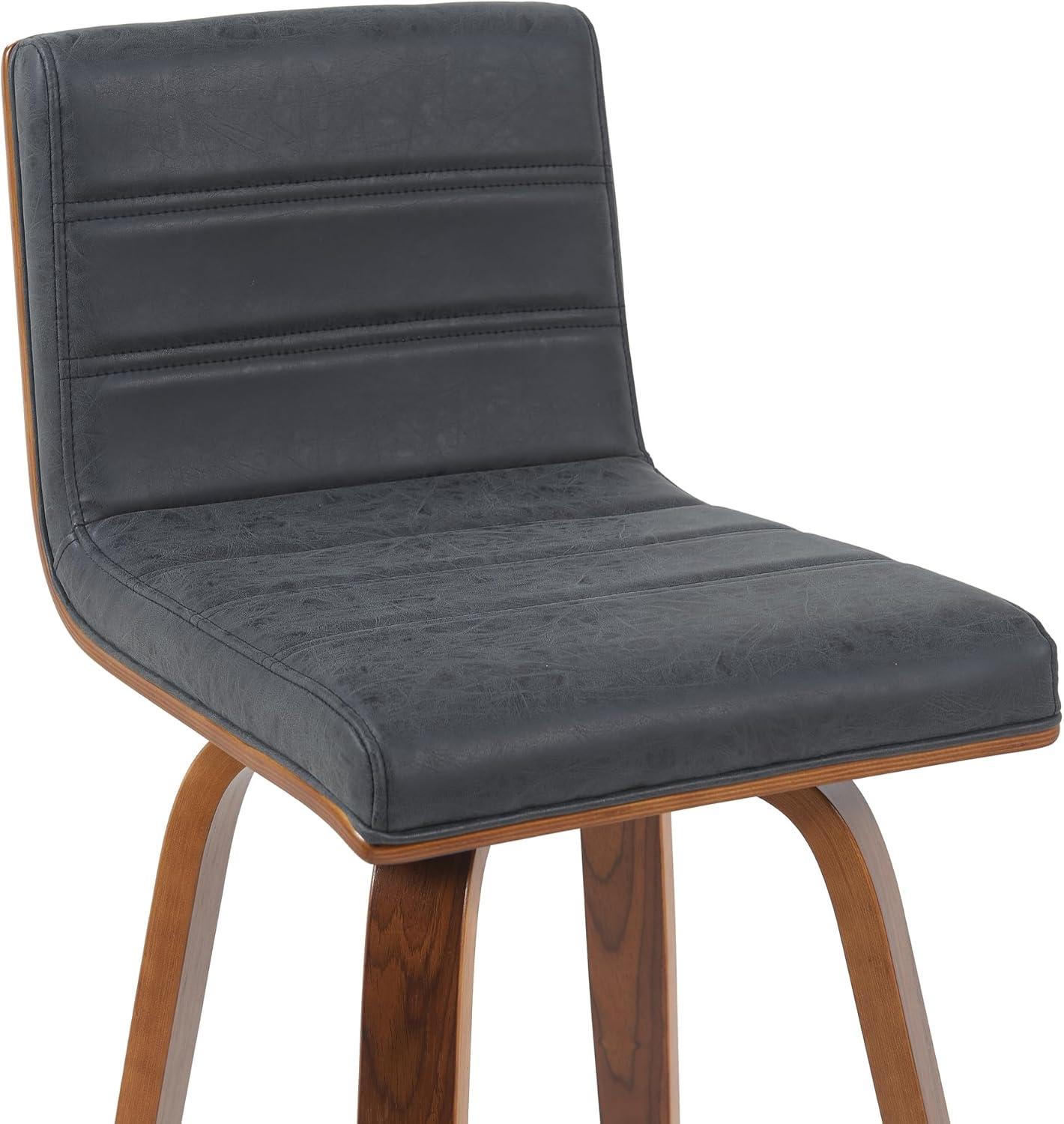 image:imageArmen Living Vienna Modern Swivel 30 Bar Height Barstool with Vintage Black Faux Leather and Walnut Wood FinishVintage Black Faux LeatherWalnut