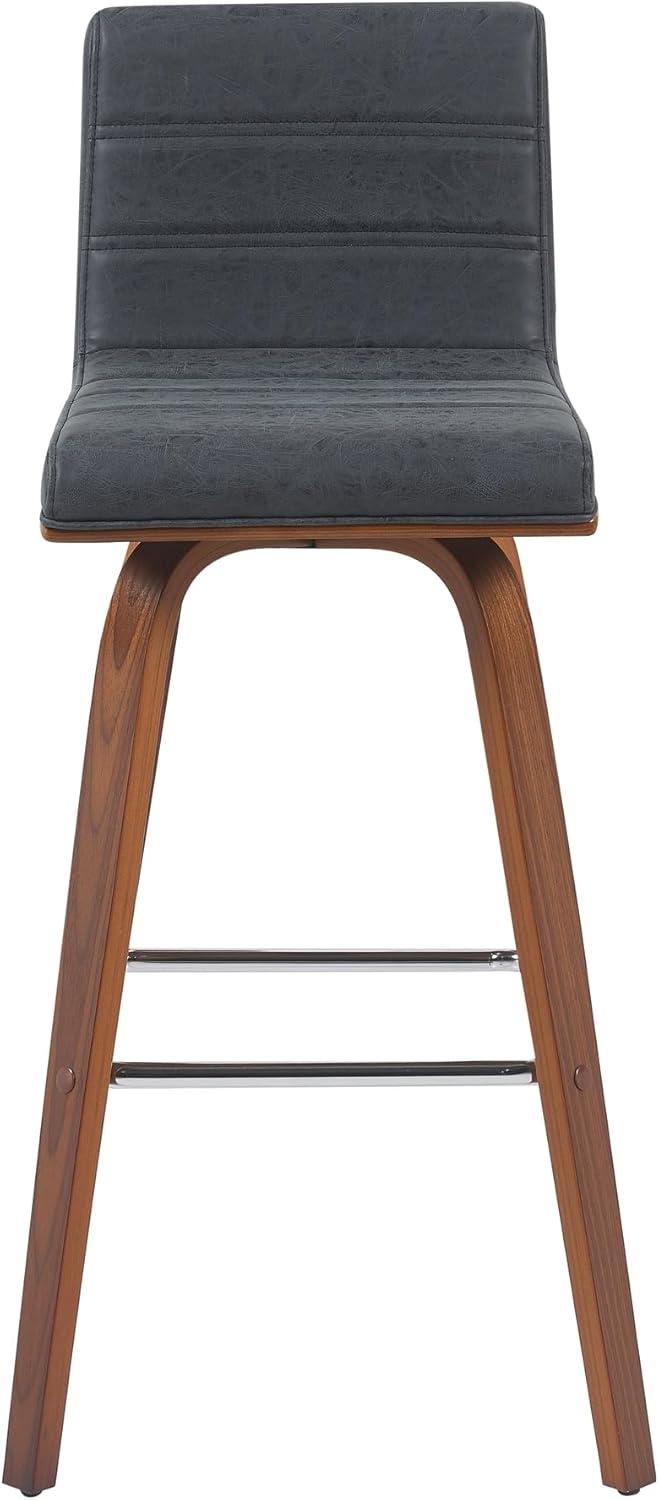 image:imageArmen Living Vienna Modern Swivel 30 Bar Height Barstool with Vintage Black Faux Leather and Walnut Wood FinishVintage Black Faux LeatherWalnut