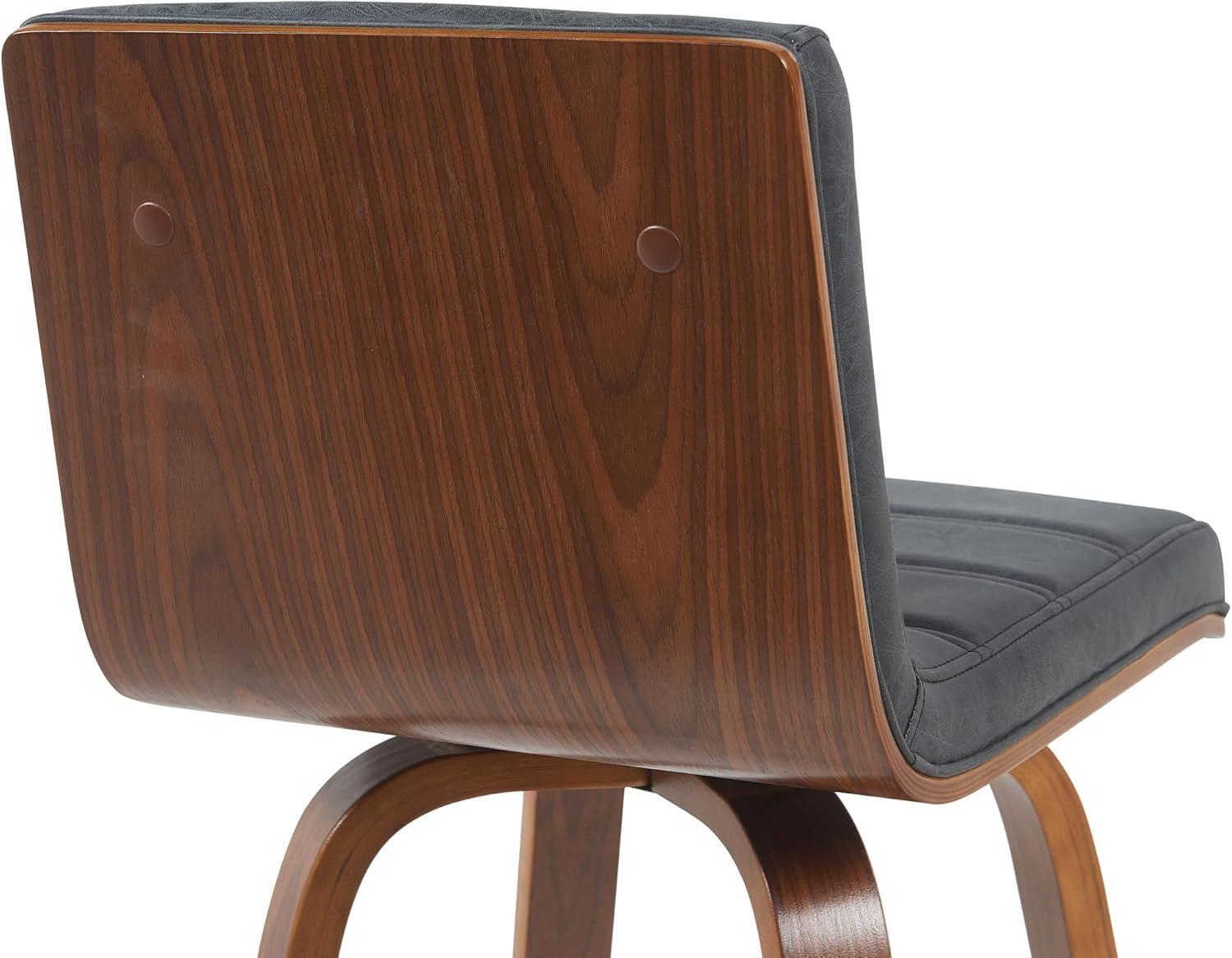 image:imageArmen Living Vienna Modern Swivel 30 Bar Height Barstool with Vintage Black Faux Leather and Walnut Wood FinishVintage Black Faux LeatherWalnut