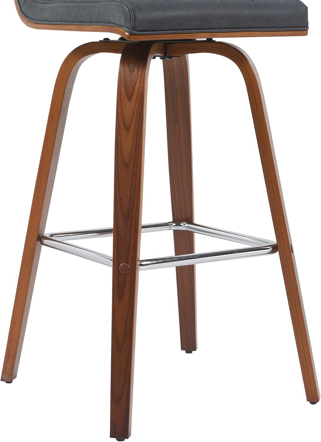 image:imageArmen Living Vienna Modern Swivel 30 Bar Height Barstool with Vintage Black Faux Leather and Walnut Wood FinishVintage Black Faux LeatherWalnut