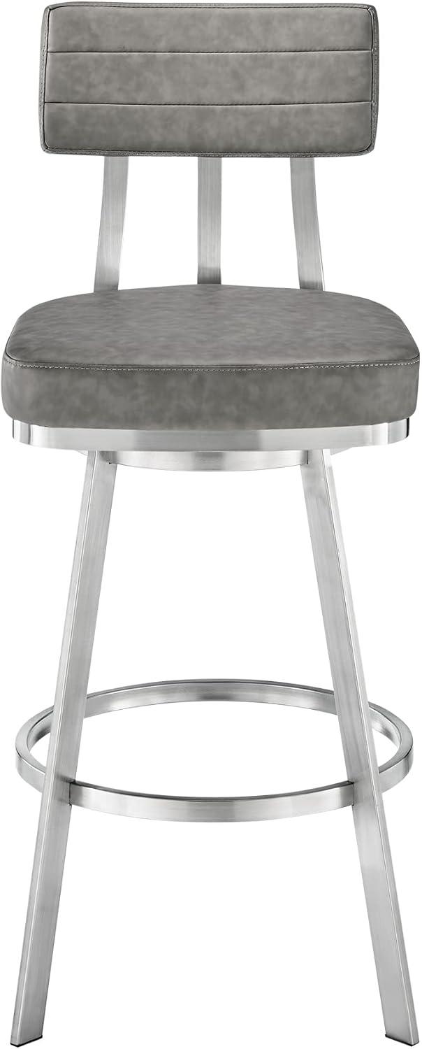 image:imageBenjamin Swivel Counter Stool in Brushed Stainless Steel with Grey Faux LeatherGrey