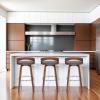 image:imageArmen Living Sonia 26 Counter Height Swivel Gray Faux Leather and Walnut Wood Bar Stool  Set of 3
