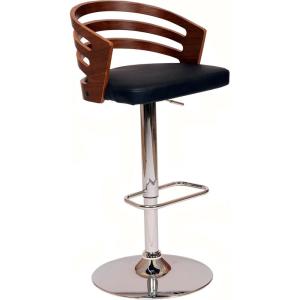 Armen Living LCADSWBABLWA Adele Swivel Barstool in Black Faux Leather and Chrome Finish, 36-44″ Adjustable Height
