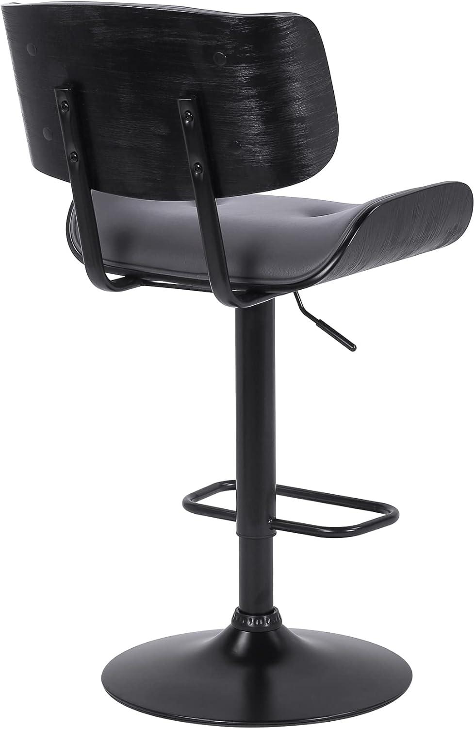 image:imageArmen Living Brooklyn Adjustable Swivel Cream Faux Leather and Black Wood Bar Stool with Black BaseGrayBlack