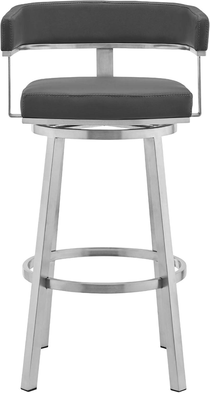 image:imageArmen Living Cohen 26 Gray Faux Leather and Brushed Stainless Steel Swivel Bar Stool