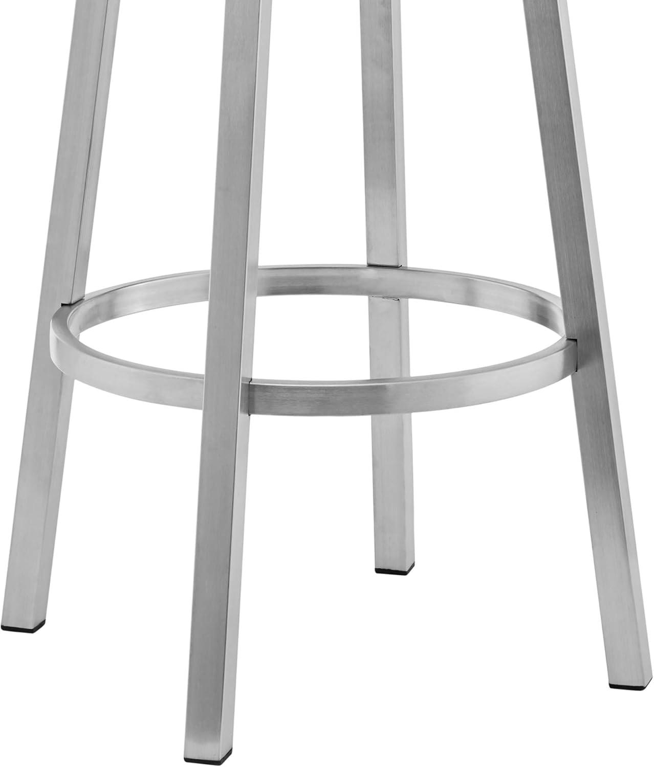 image:imageArmen Living Cohen 26 Gray Faux Leather and Brushed Stainless Steel Swivel Bar Stool