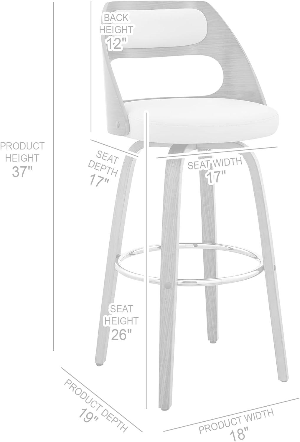 image:imageArmen Living Jayden Modern 26 Seat Height Swivel Grey Faux Leather and Walnut Wood Bar Stool for Kitchen Island CounterCream and Walnut Wood