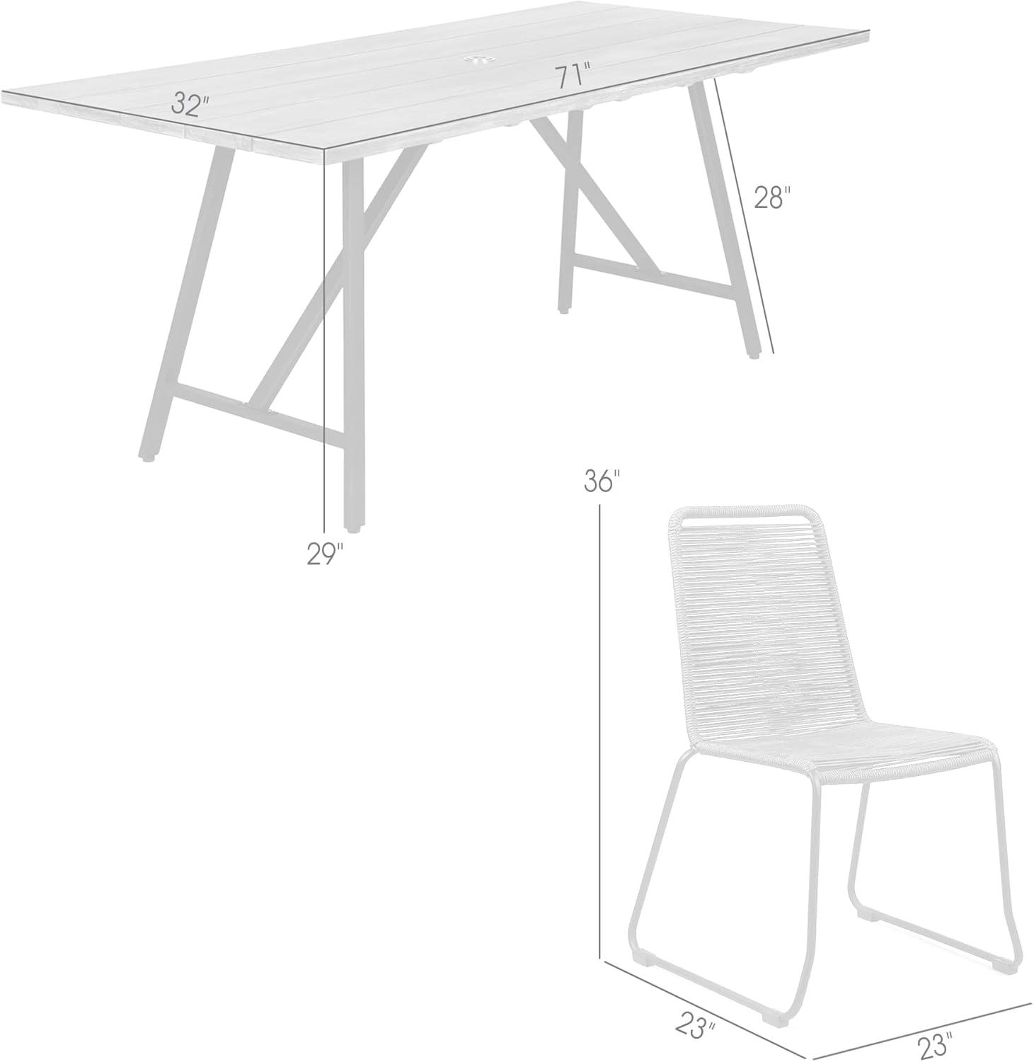 image:imageArmen Living Koala and Shasta 5 Piece Outdoor Patio Dining Set in Light Eucalyptus Wood and Tangerine Rope