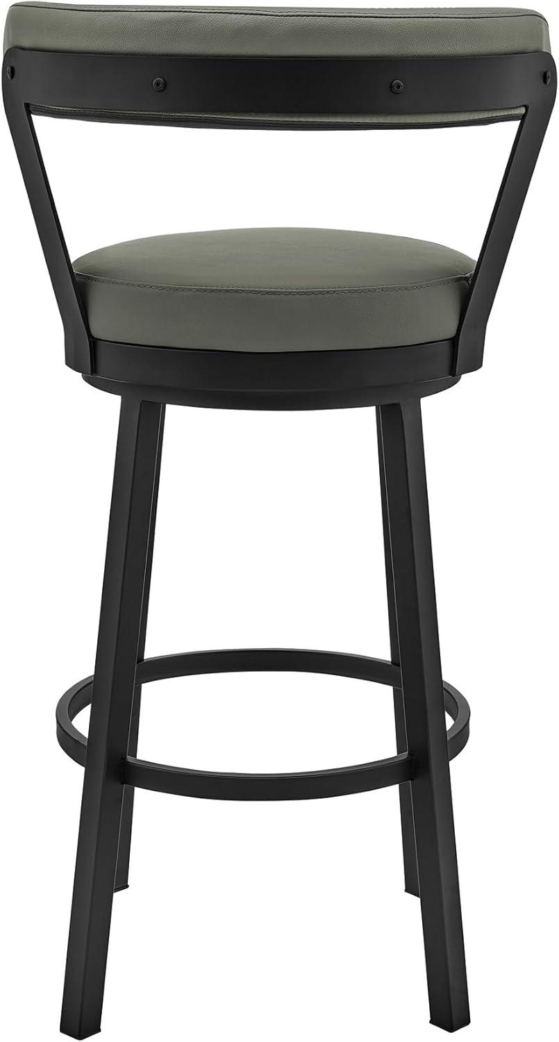 image:imageArmen Living Kobe 26 Counter Height Swivel Bar Stool in Black Finish and Grey Faux Leather