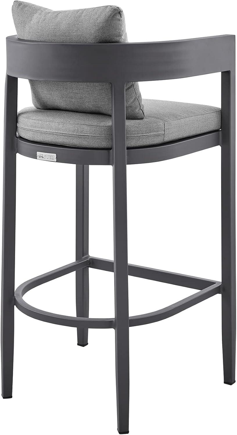 image:imageArmen Living LCMQBAGR26 Menorca Outdoor Patio Bar Stool in Aluminum with Grey Cushions Counter HeightGrey