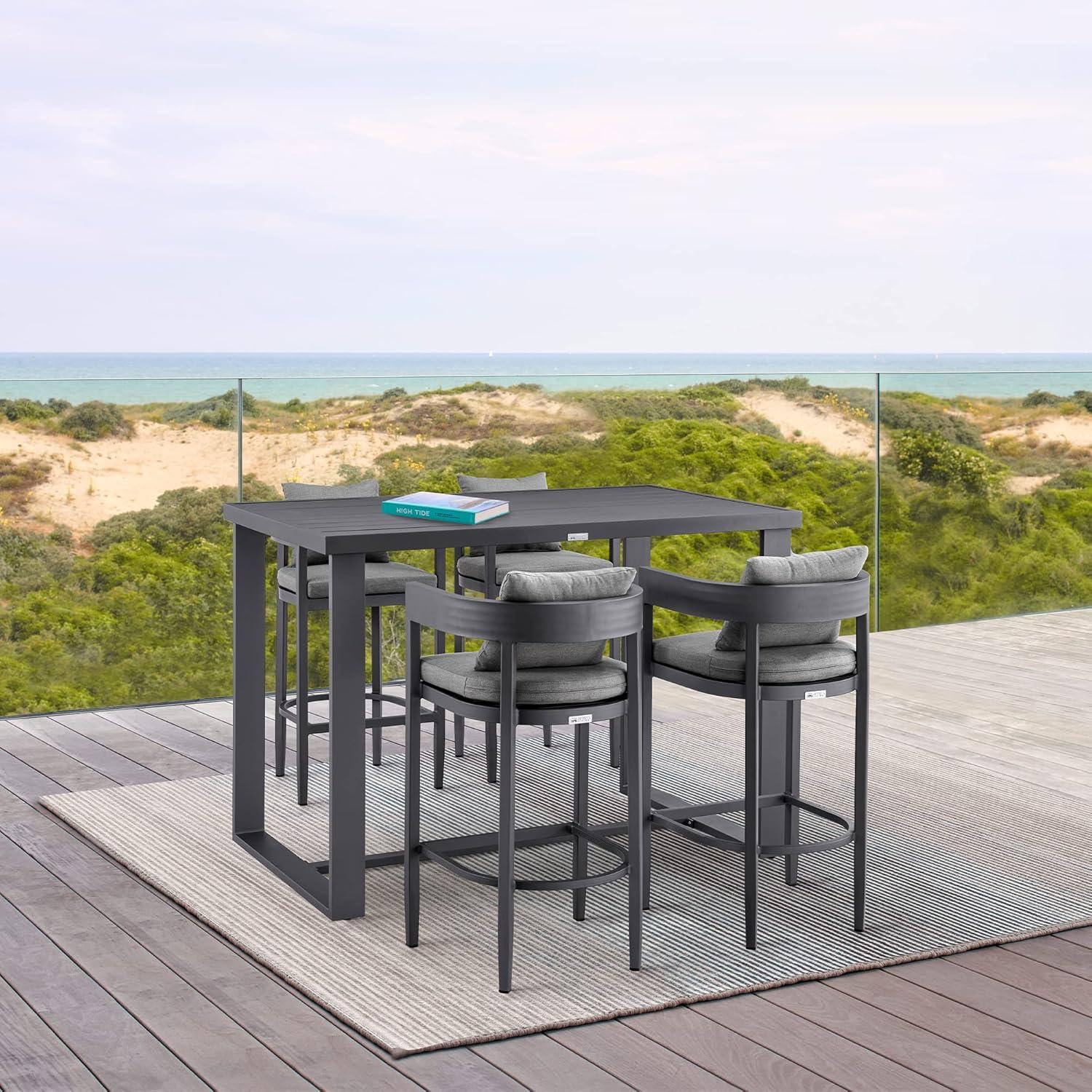 image:imageArmen Living LCMQBAGR26 Menorca Outdoor Patio Bar Stool in Aluminum with Grey Cushions Counter HeightGrey