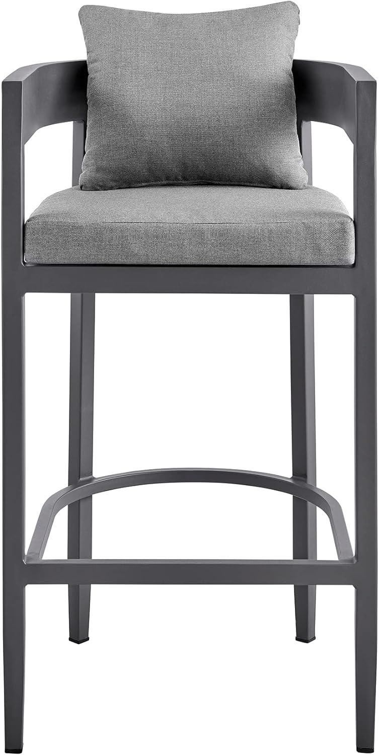 image:imageArmen Living LCMQBAGR26 Menorca Outdoor Patio Bar Stool in Aluminum with Grey Cushions Counter HeightGrey