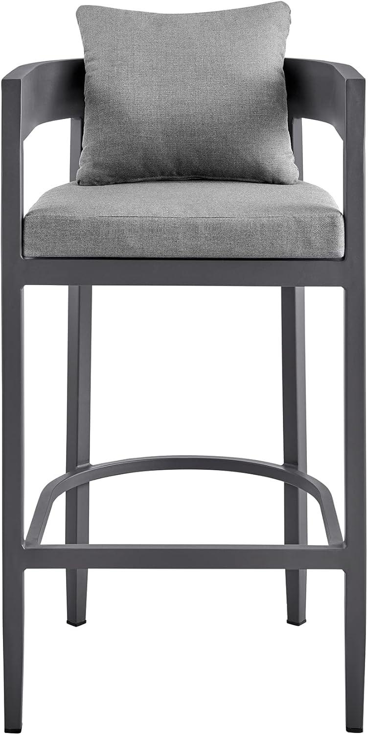 image:imageArmen Living LCMQBAGR26 Menorca Outdoor Patio Bar Stool in Aluminum with Grey Cushions Counter HeightGrey