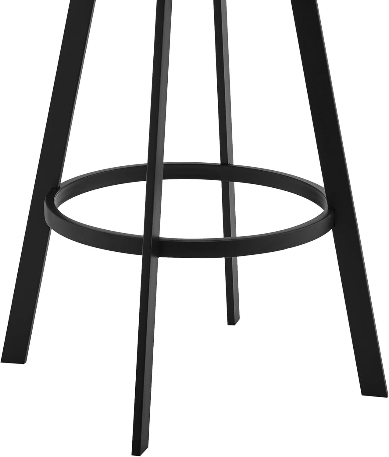 image:imageArmen Living Livingston 30 Gray Faux Leather and Brushed Stainless Steel Swivel Bar StoolBlackGray