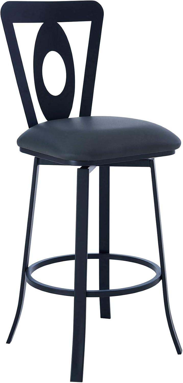 image:imageArmen Living Lola Contemporary Barstool 26 Counter Height GrayMatte Black FinishGray Faux Leather and Matte Black