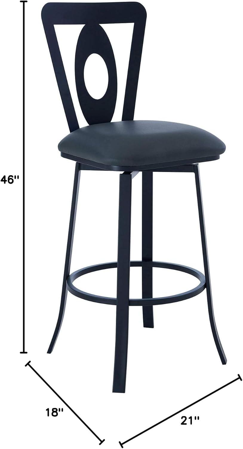 image:imageArmen Living Lola Contemporary Barstool 26 Counter Height GrayMatte Black FinishGray Faux Leather and Matte Black