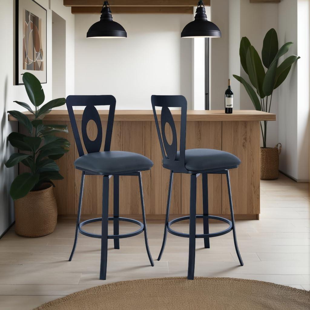 image:imageArmen Living Lola Contemporary Barstool 26 Counter Height GrayMatte Black FinishGray Faux Leather and Matte Black